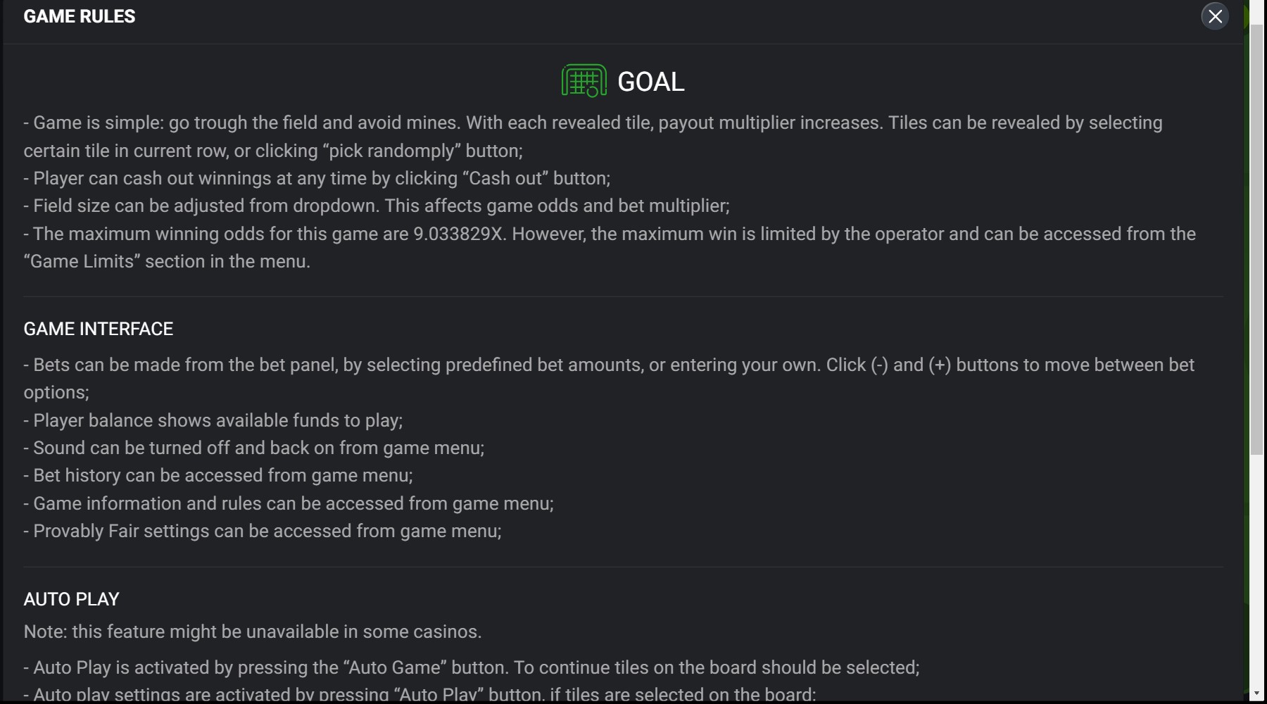 Goal by Spribe Game Rules